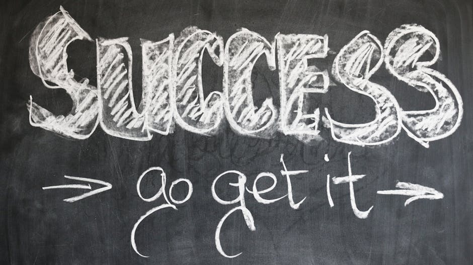 Motivational chalkboard with Success - go get it written in chalk